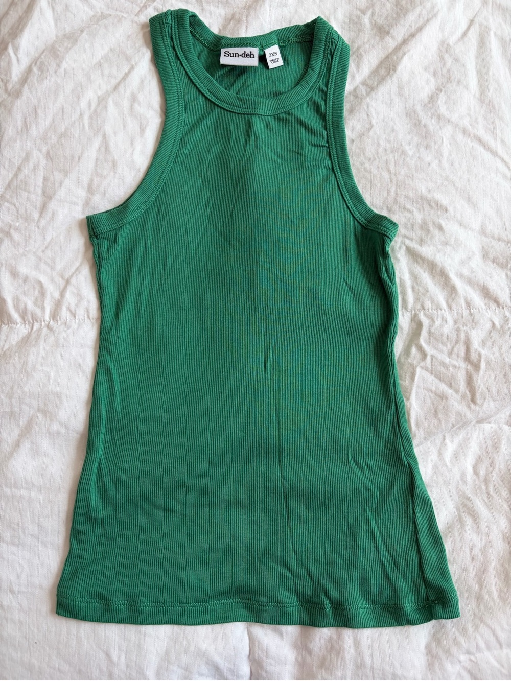 Sunday Best Emerald Green Ribbed Tank Top